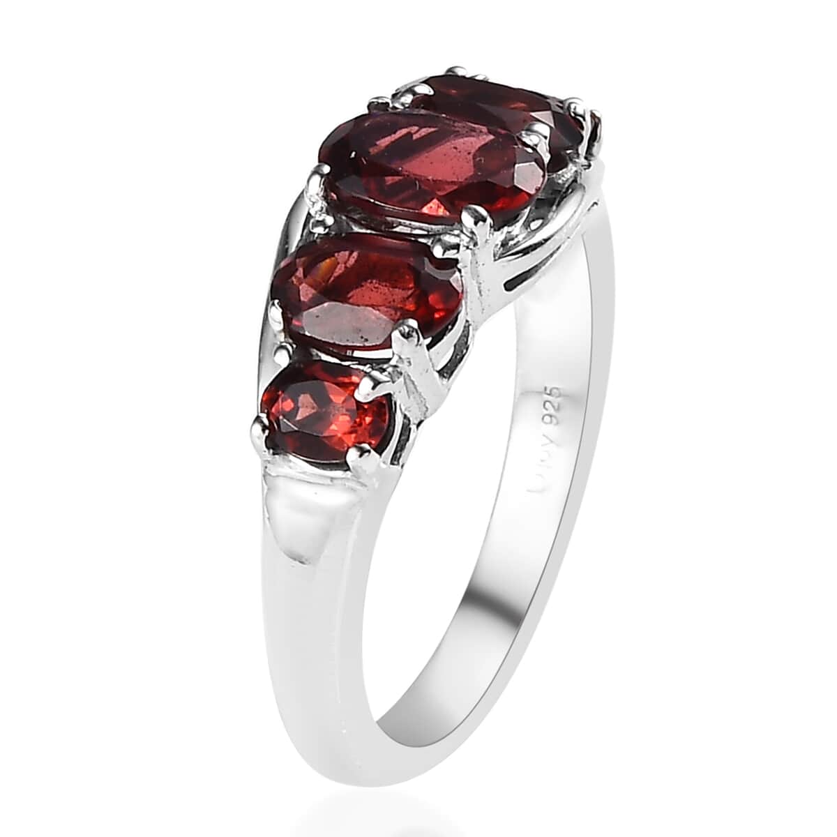 Mozambique Garnet 5 Stone Ring in Platinum Over Sterling Silver (Size 6) 2.40 ctw image number 3