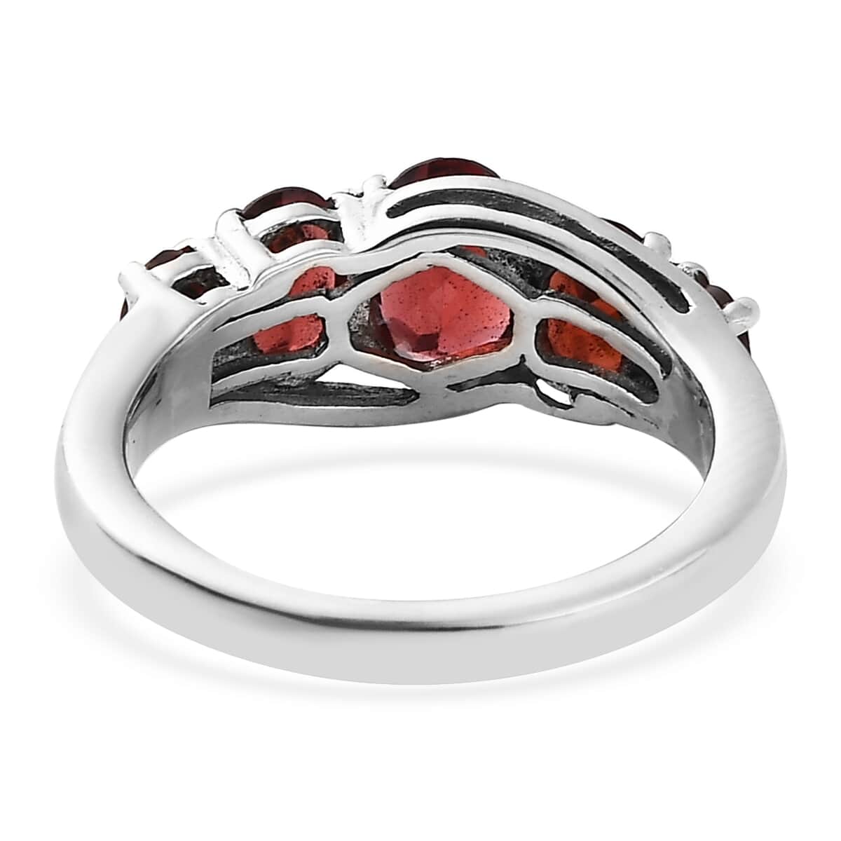 Mozambique Garnet 5 Stone Ring in Platinum Over Sterling Silver (Size 6) 2.40 ctw image number 4