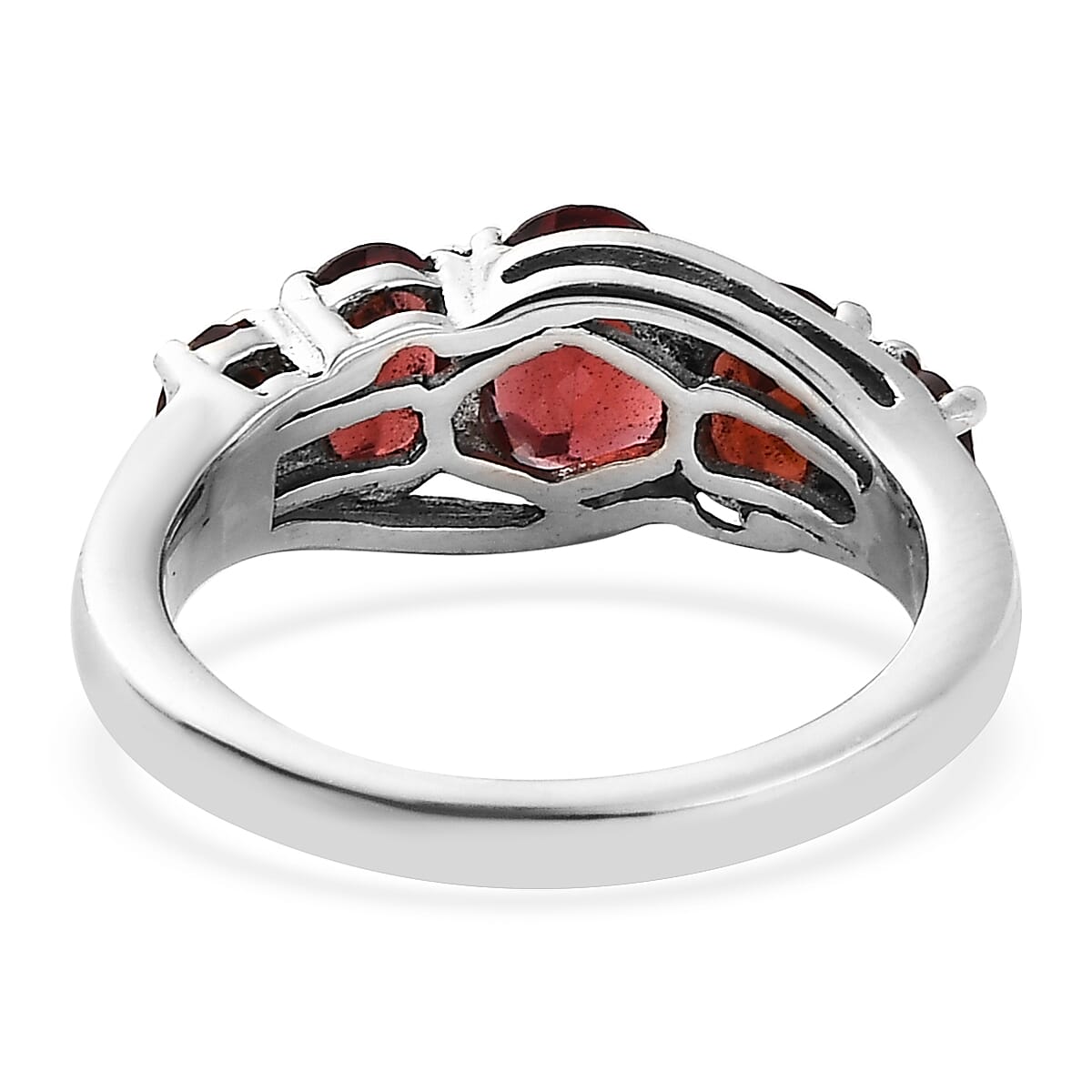 Mozambique Garnet 5 Stone Ring in Platinum Over Sterling Silver (Size 7.0) 2.40 ctw image number 4