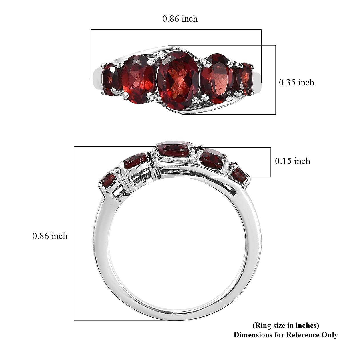 Mozambique Garnet 5 Stone Ring in Platinum Over Sterling Silver (Size 7.0) 2.40 ctw image number 5