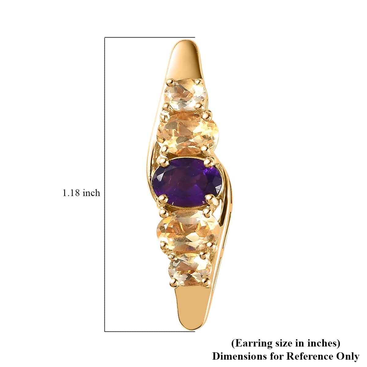 African Amethyst and Brazilian Citrine Earrings in Vermeil Yellow Gold Over Sterling Silver 3.75 ctw image number 4