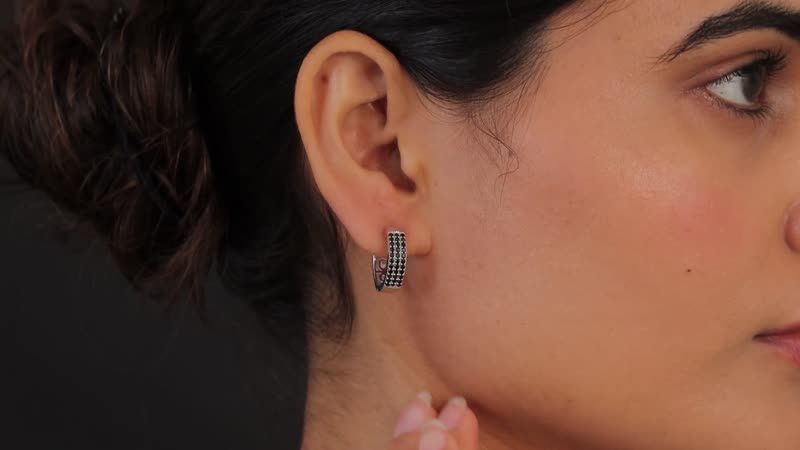 Thai Black Spinel Hoop Earrings in Platinum Over Sterling Silver 0.75 ctw