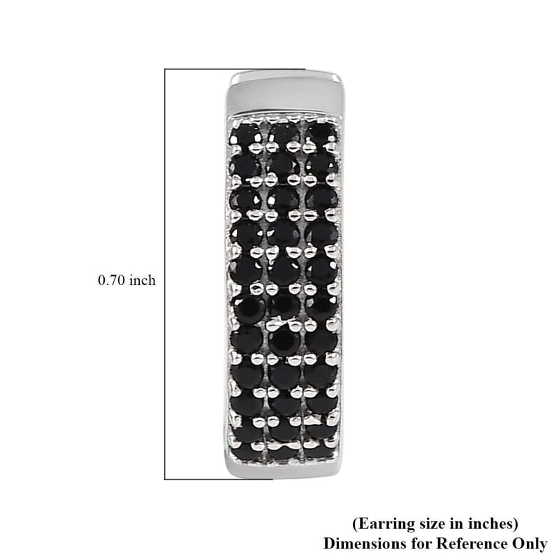 Thai Black Spinel Hoop Earrings in Platinum Over Sterling Silver 0.75 ctw