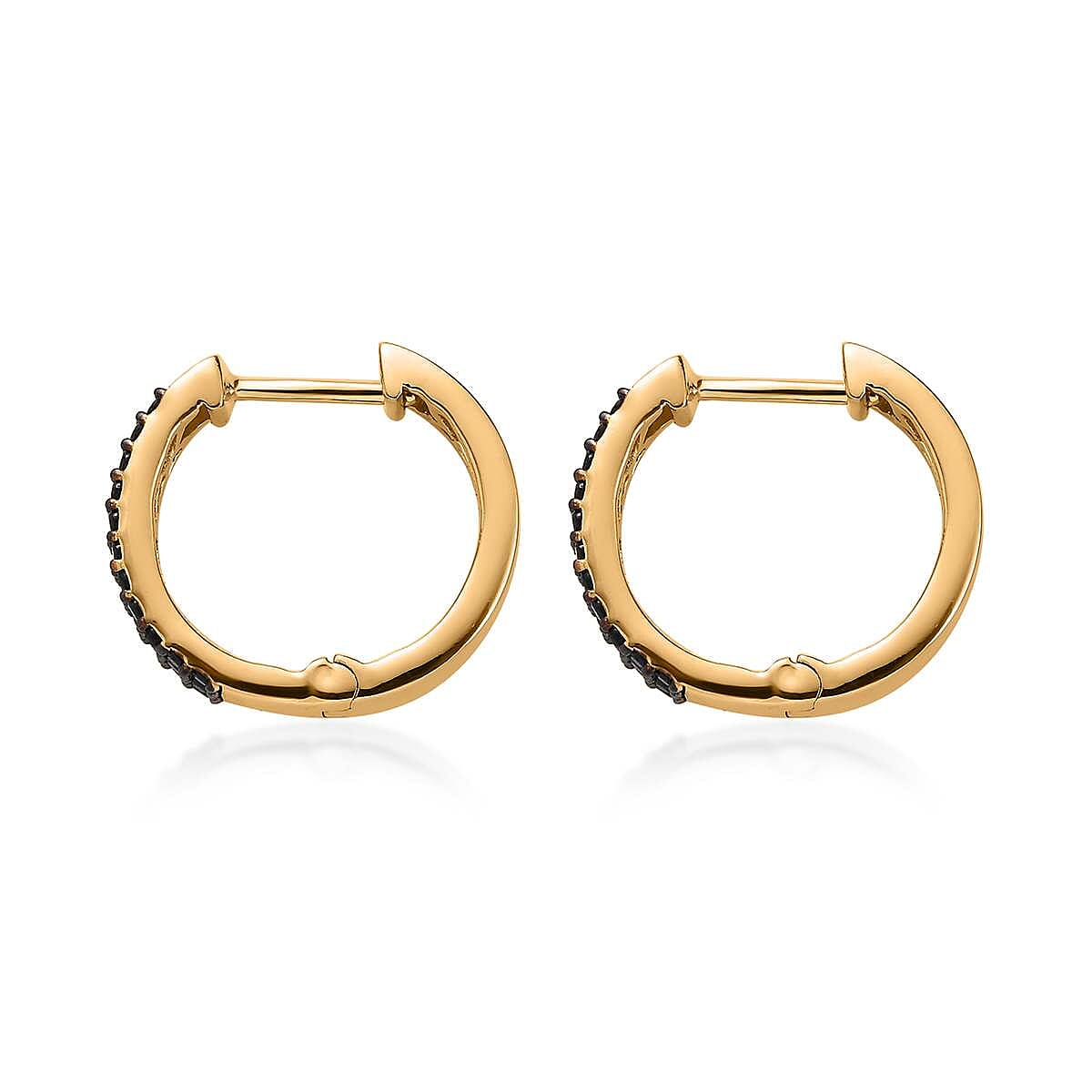 Thai Black Spinel Hoop Earrings in Vermeil Yellow Gold Over Sterling Silver 0.75 ctw image number 3