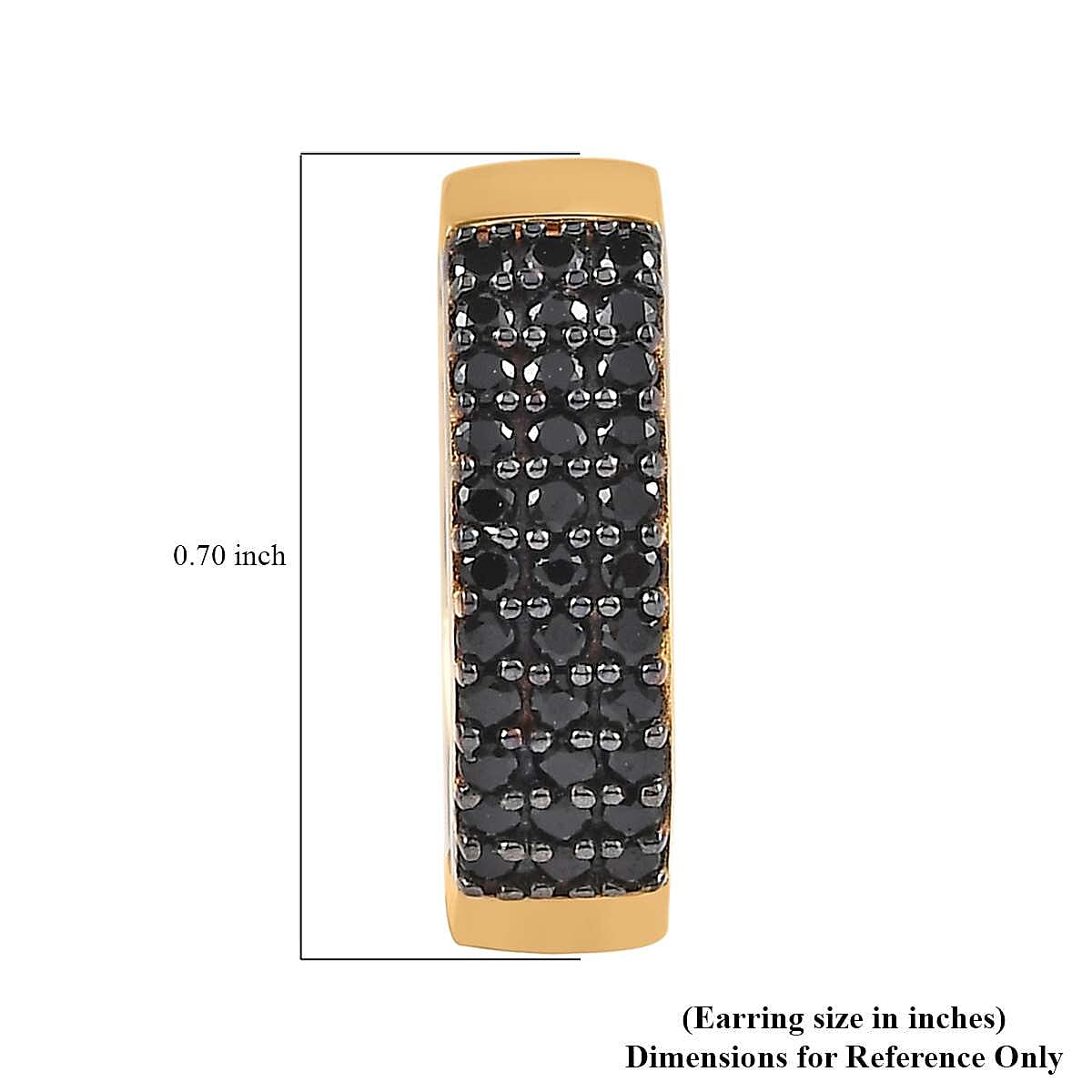 Thai Black Spinel Hoop Earrings in Vermeil Yellow Gold Over Sterling Silver 0.75 ctw image number 4