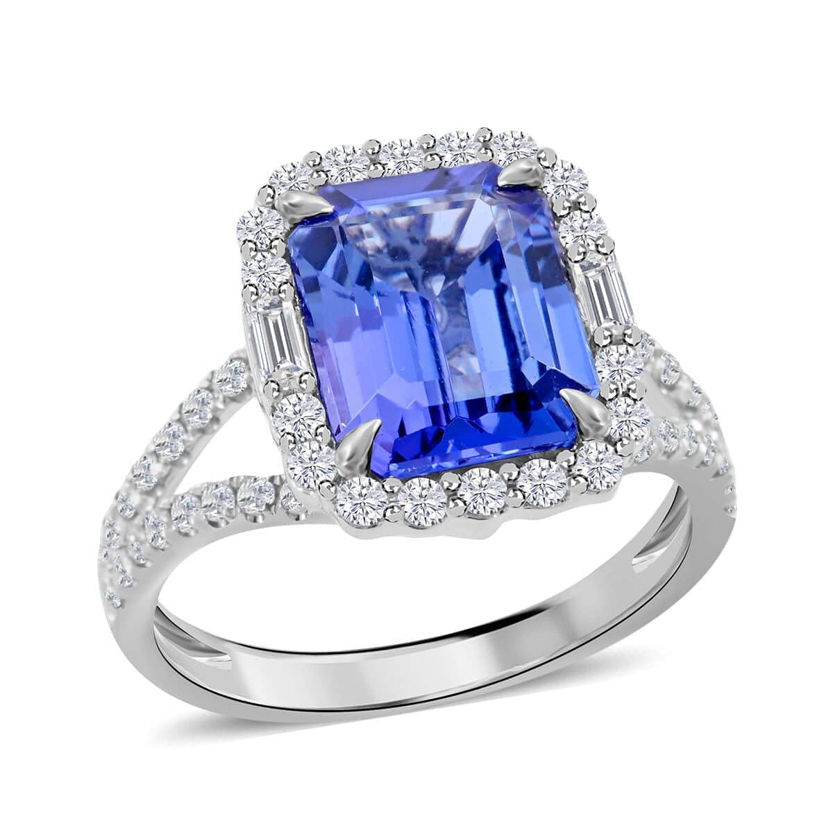 Ankur Treasure Chest Modani 950 Platinum AAAA Tanzanite and Diamond G-H SI Ring (Size 10.0) 5.25 Grams 3.75 ctw image number 0