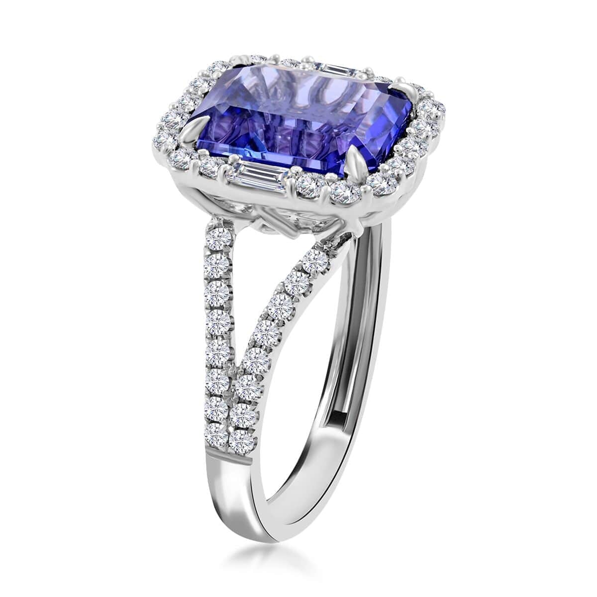 Ankur Treasure Chest Modani 950 Platinum AAAA Tanzanite and Diamond G-H SI Ring (Size 10.0) 5.25 Grams 3.75 ctw image number 3