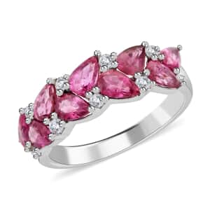 Ankur Treasure Chest Modani 14K White Gold Majenta Beryllium treated Padparadscha Sapphire and G-H VS Diamond Ring, Promise Rings (Size 10.0) 2.10 ctw