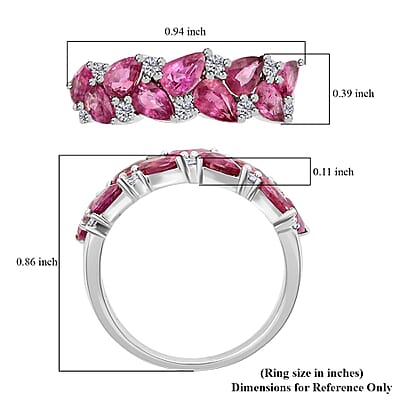 Ankur Treasure Chest Modani 14K White Gold Majenta Beryllium treated Padparadscha Sapphire and G-H VS Diamond Ring, Promise Rings (Size 10.0) 2.10 ctw