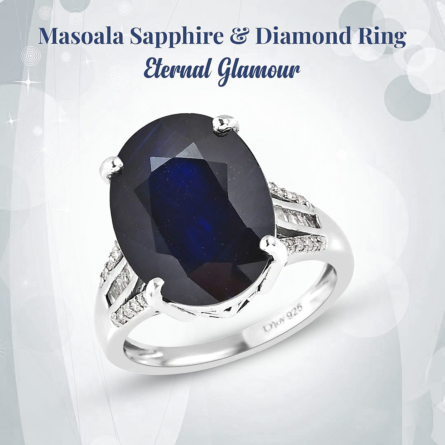 Masoala Sapphire (D) and Diamond Ring in Platinum Over Sterling Silver (Size 10.0) 14.85 ctw