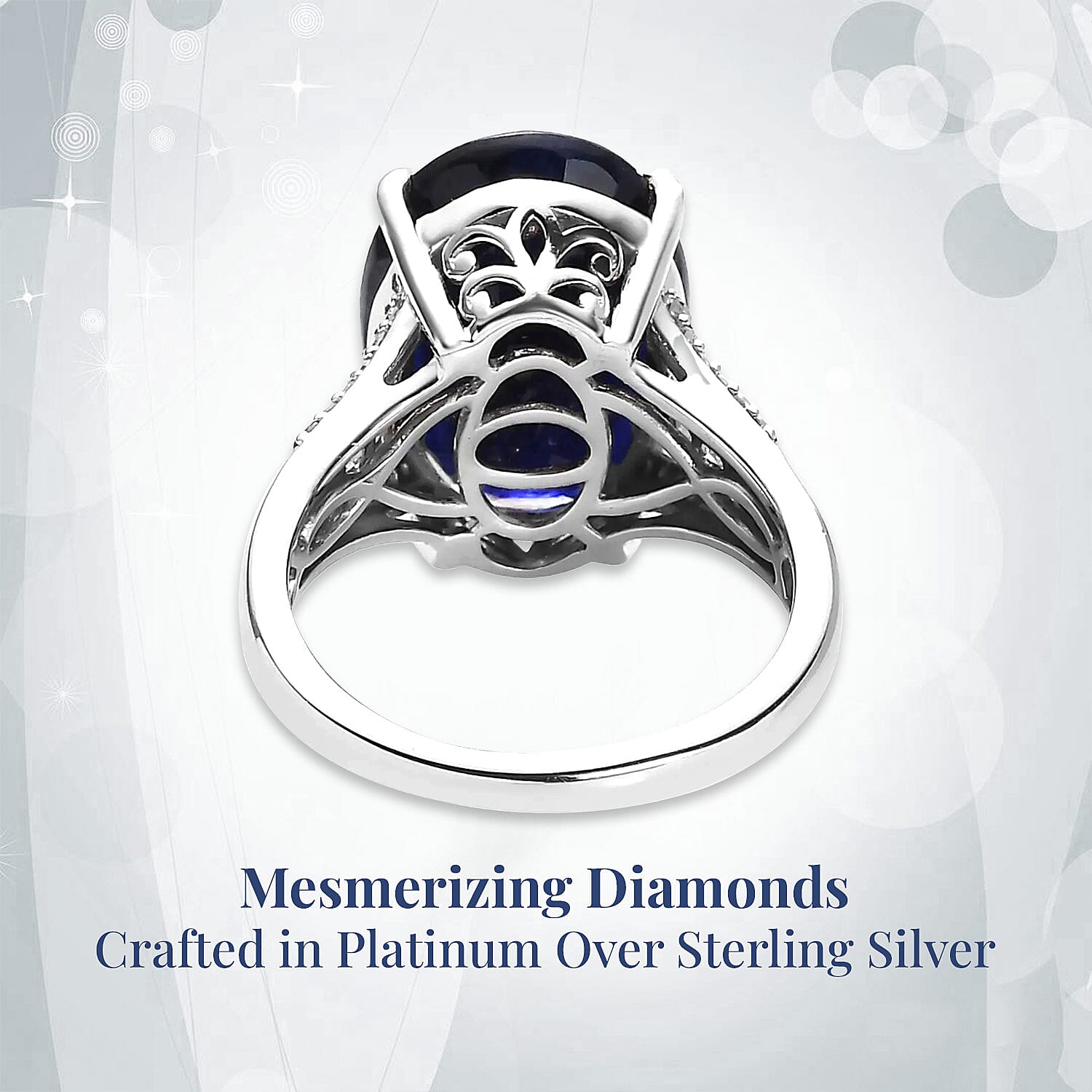 Masoala Sapphire (D) and Diamond Ring in Platinum Over Sterling Silver (Size 10.0) 14.85 ctw