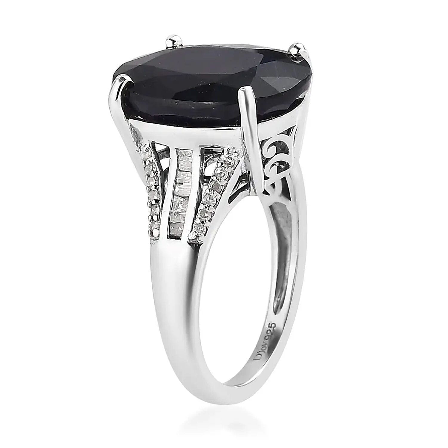 Masoala Sapphire (D) and Diamond Ring in Platinum Over Sterling Silver (Size 10.0) 14.85 ctw