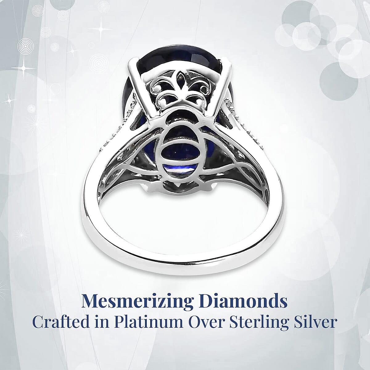 Masoala Sapphire (FF) and Diamond Ring in Platinum Over Sterling Silver (Size 6.0) 14.85 ctw image number 3