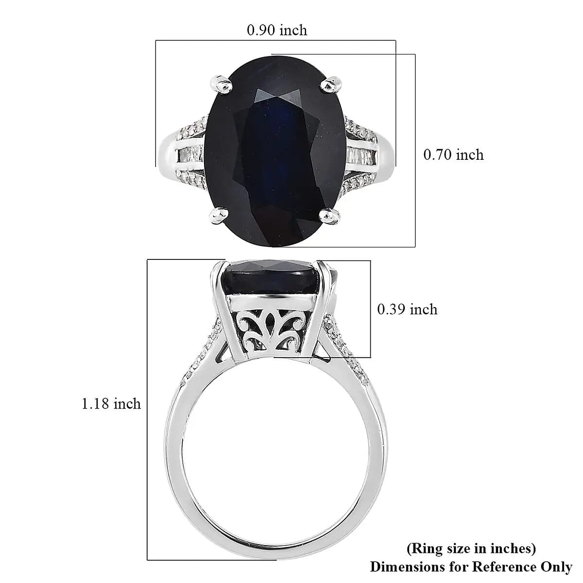 Masoala Sapphire (FF) and Diamond Ring in Platinum Over Sterling Silver (Size 6.0) 14.85 ctw image number 6