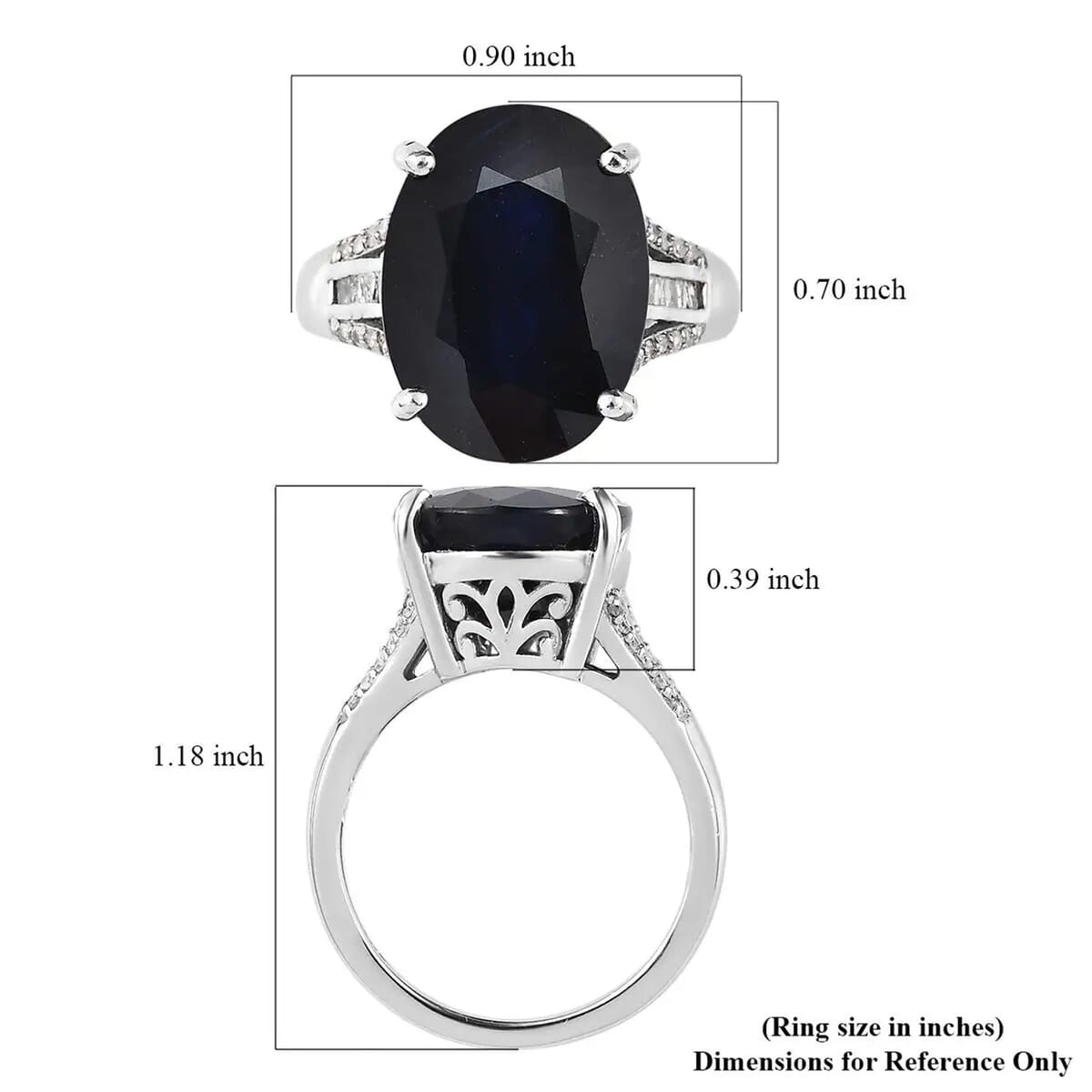 Masoala Sapphire (D) and Diamond 14.85 ctw Ring in Platinum Over Sterling Silver (Size 7.0) image number 6