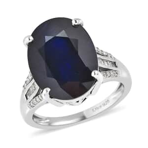 Masoala Sapphire (FF) and Diamond Ring in Platinum Over Sterling Silver (Size 8.0) 14.85 ctw