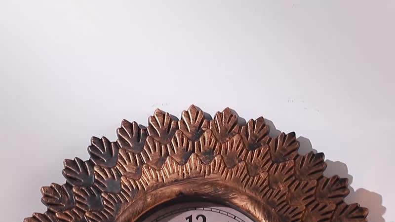 Bronze Color Sunburst Wall Colock (9.84"x9.84") (1xAA Battery Not Included) and 2pcs Mirror (9.84"x9.84")