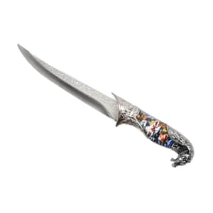 Dark Silver Outdoor Hunting Knife Stainless Steel with Horse Streak Printed (Blade 8)