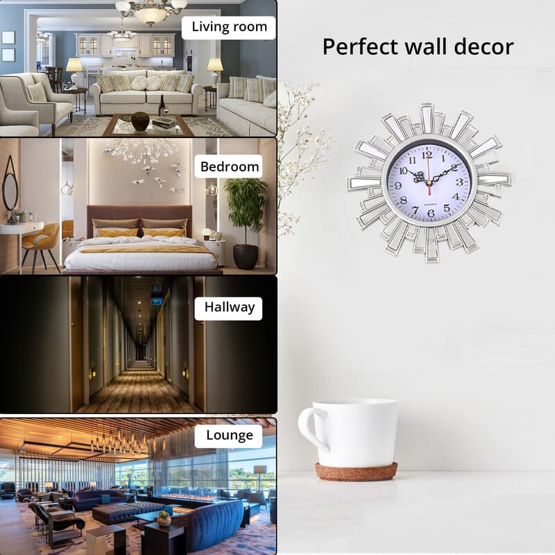 Silver Color Fancy Wall Clock (1xAA Battery Not Included) and 2pcs Deer Decor