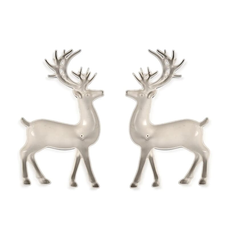 Silver Color Fancy Wall Clock (1xAA Battery Not Included) and 2pcs Deer Decor