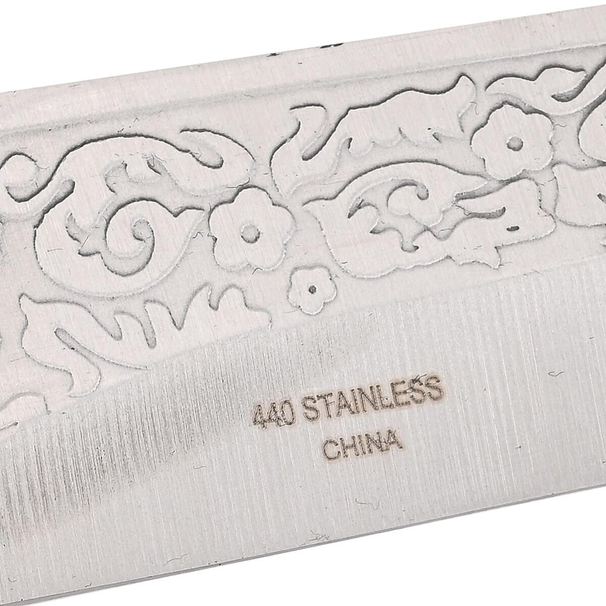 Dark Silver Outdoor Hunting Knife Stainless Steel with Deer Streak Printed (Blade 8) image number 4