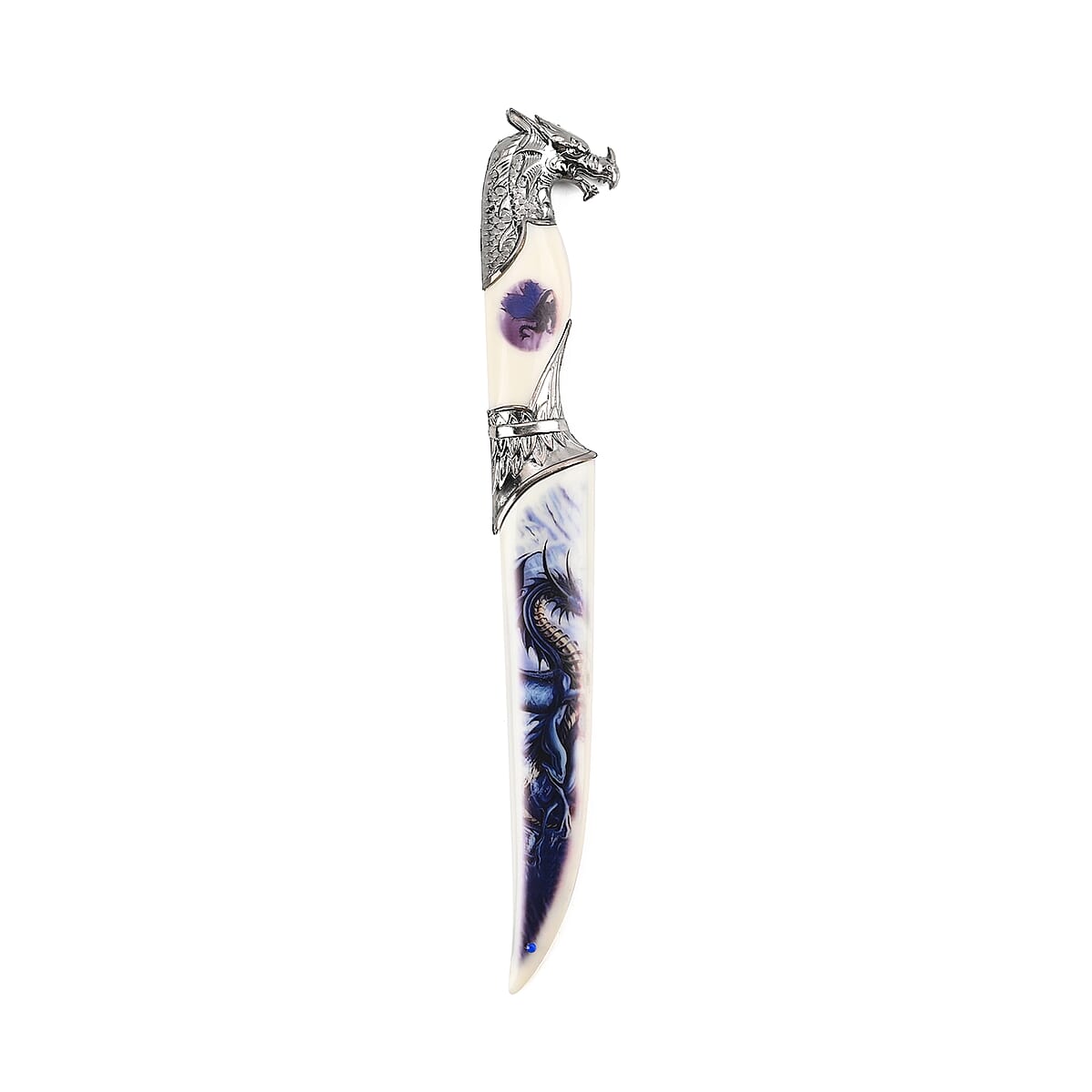 Dark Silver Outdoor Hunting Knife Stainless Steel with Dragon Streak Printed (Blade 8) image number 2