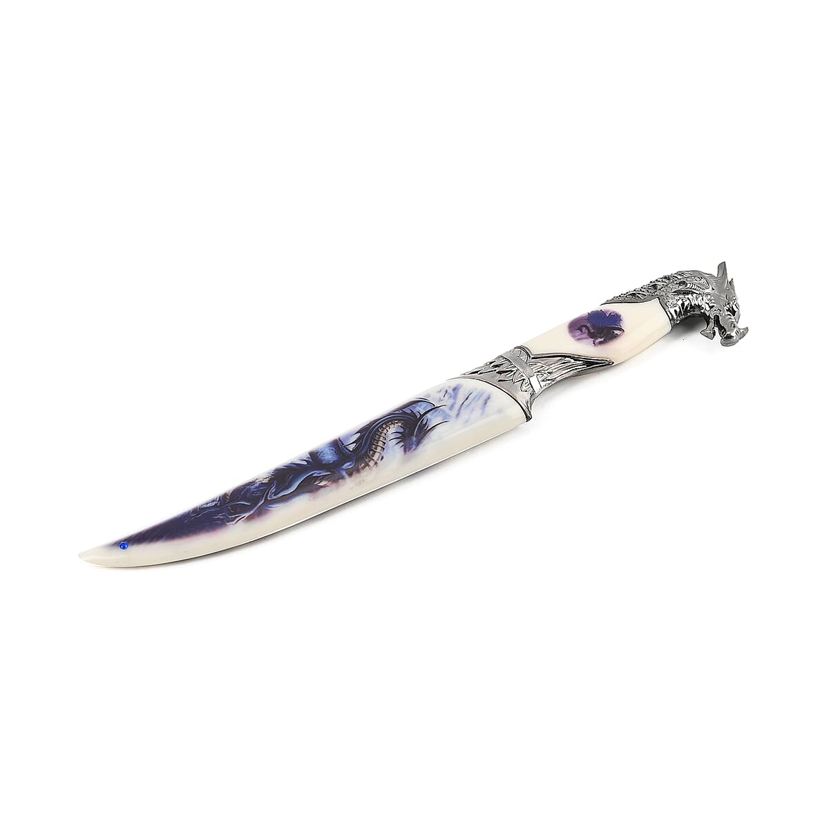 Dark Silver Outdoor Hunting Knife Stainless Steel with Dragon Streak Printed (Blade 8) image number 3