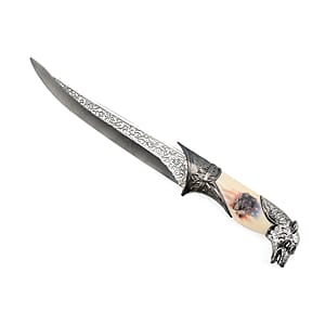 Dark Silver Outdoor Hunting Knife Stainless Steel with Coyote Streak Printed (Blade 8)