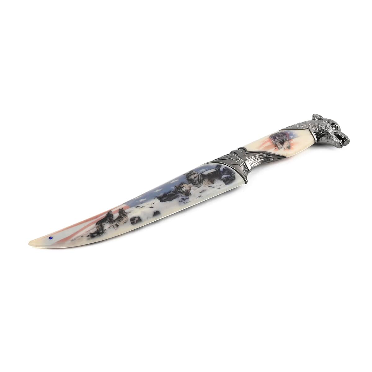 Dark Silver Outdoor Hunting Knife Stainless Steel with Coyote Streak Printed (Blade 8) image number 3