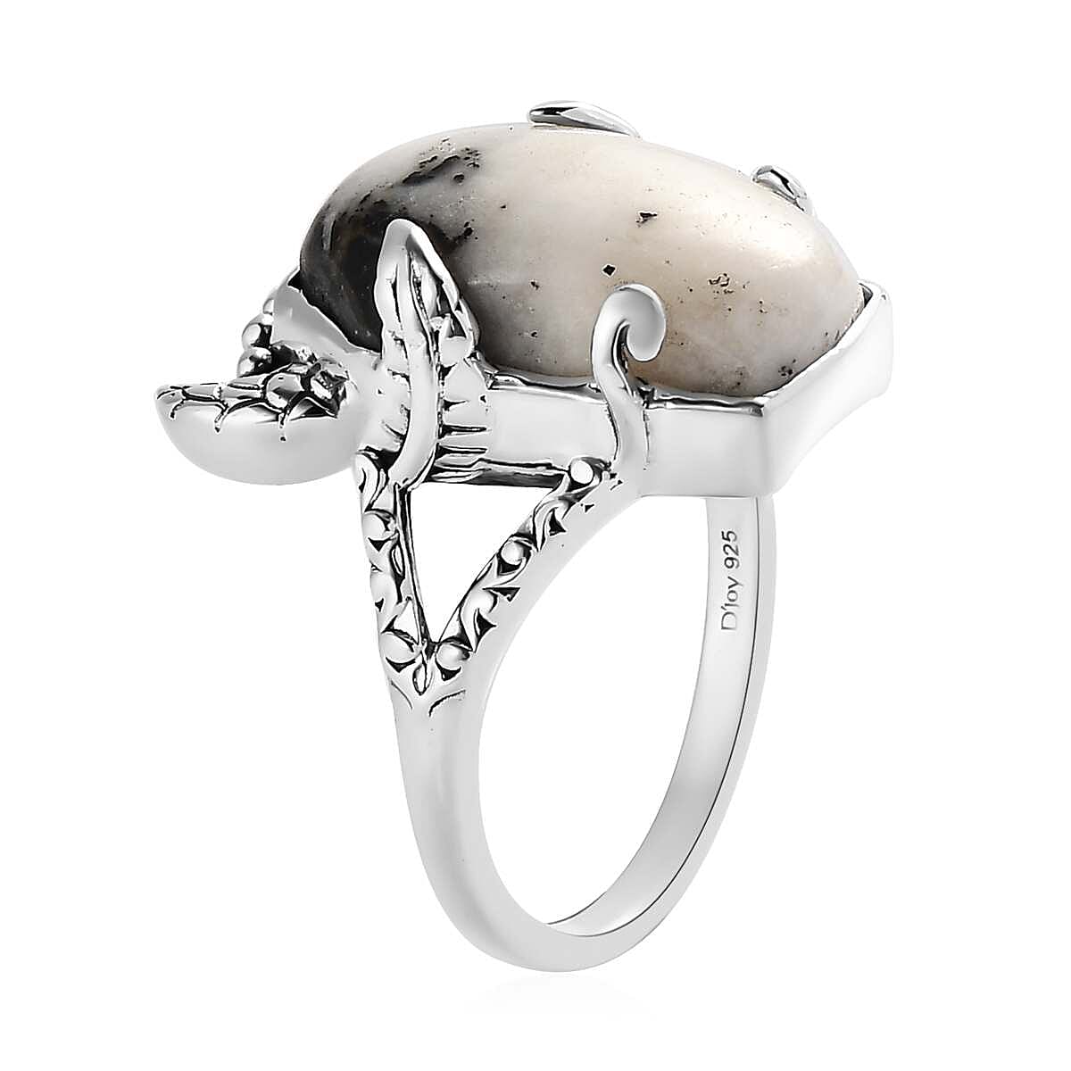 Artisan Crafted White Buffalo Bull Head Ring in Sterling Silver (Del. in 5-7 Days) 12.00 ctw image number 3