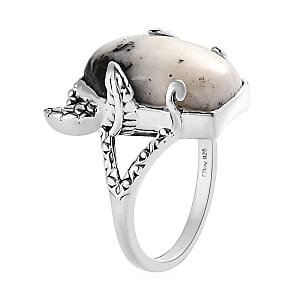 Artisan Crafted White Buffalo Bull Head Ring in Sterling Silver (Size 8.0) 12.00 ctw