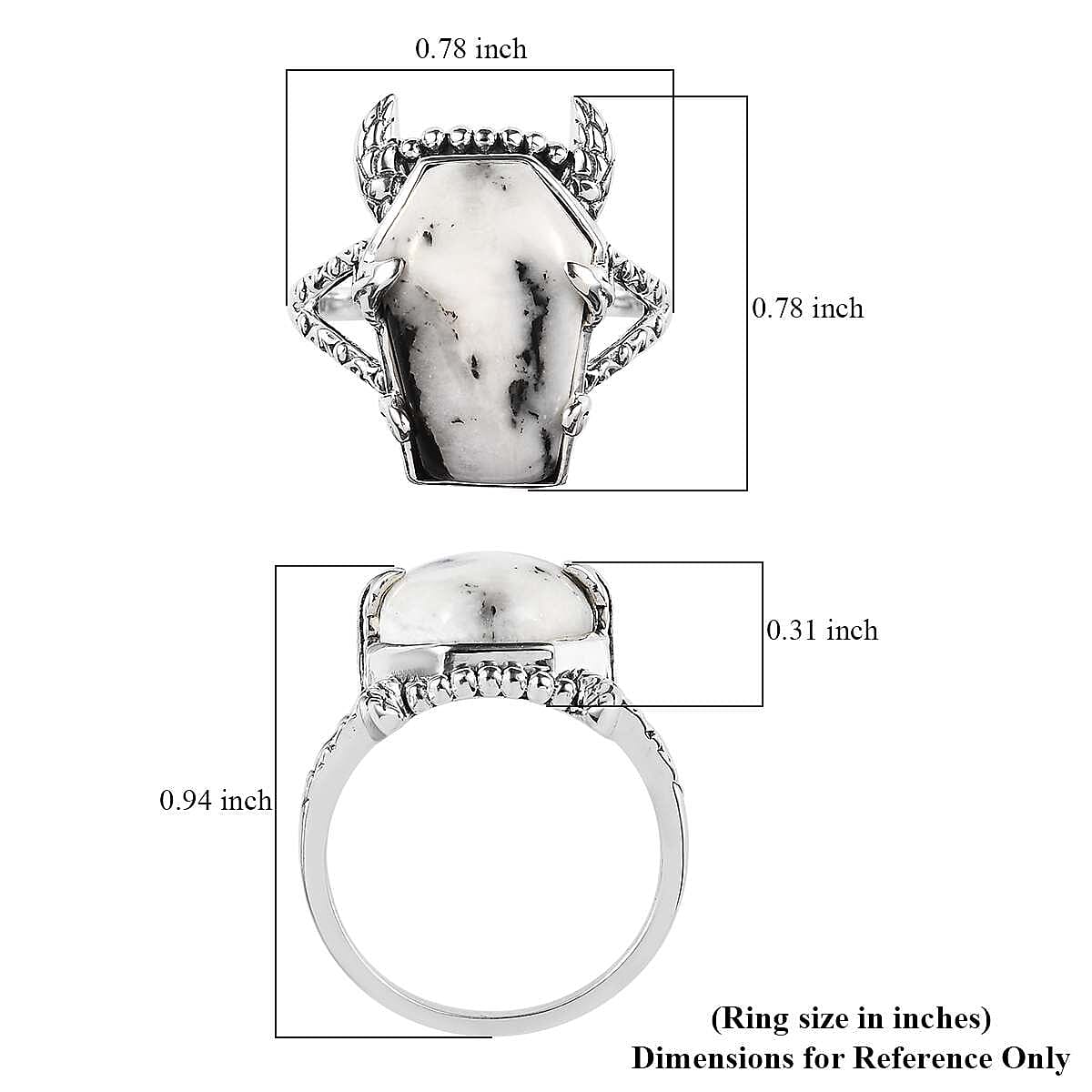 Artisan Crafted White Buffalo Bull Head Ring in Sterling Silver (Size 8.0) 12.00 ctw image number 4