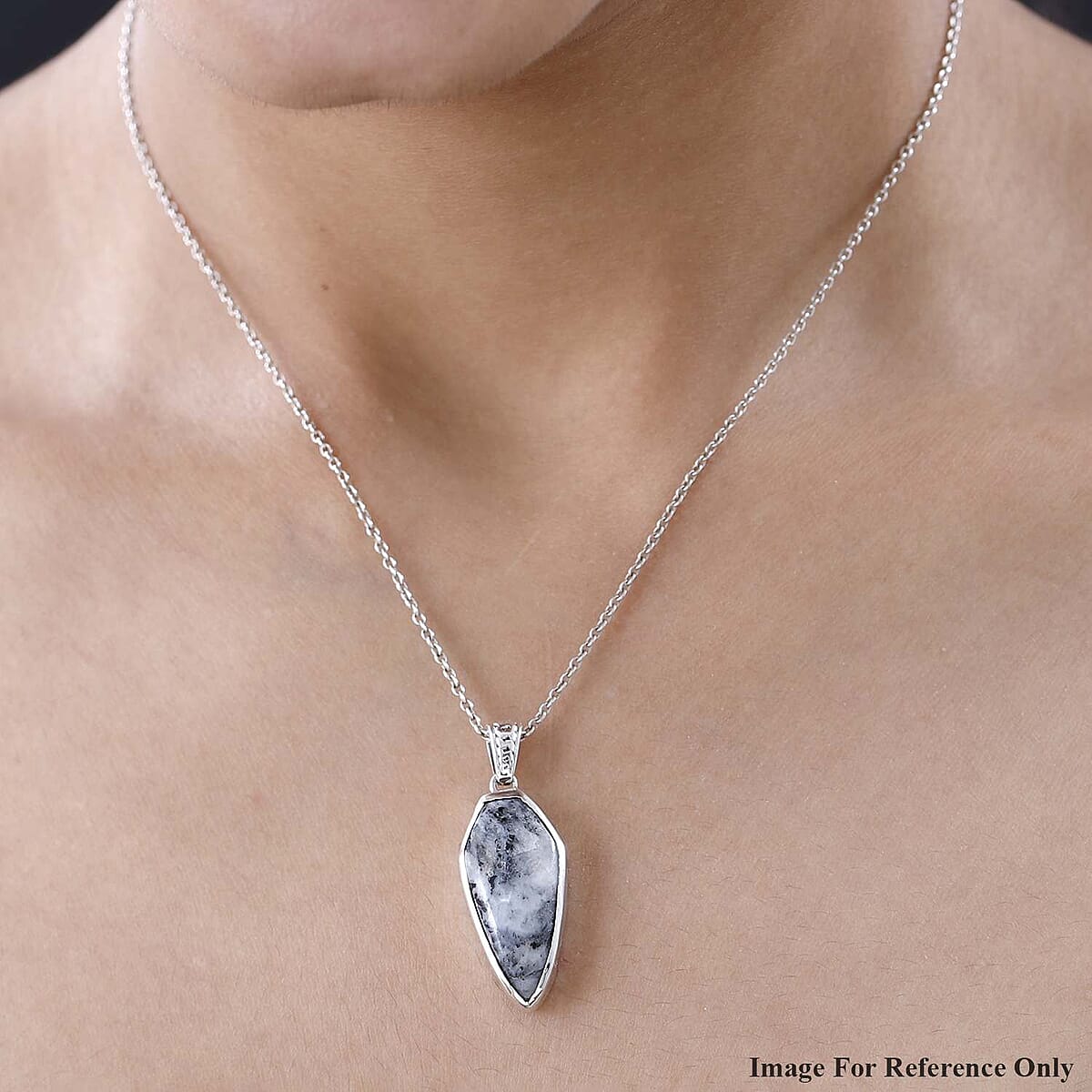 Artisan Crafted White Buffalo Solitaire Pendant in Sterling Silver 15.85 ctw image number 2