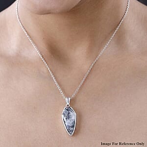 Artisan Crafted White Buffalo Solitaire Pendant in Sterling Silver 15.85 ctw