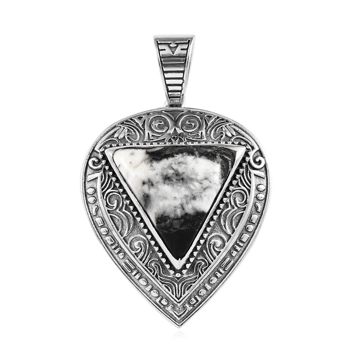 Artisan Crafted White Buffalo 10.90 ctw Arrow Pendant in Sterling Silver image number 0