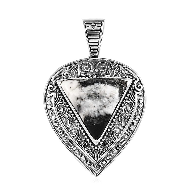 D'Joy Artisan Crafted White Buffalo 10.90 ctw Arrow Pendant without Chain in Sterling Silver