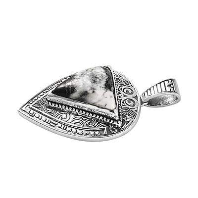D'Joy Artisan Crafted White Buffalo 10.90 ctw Arrow Pendant without Chain in Sterling Silver