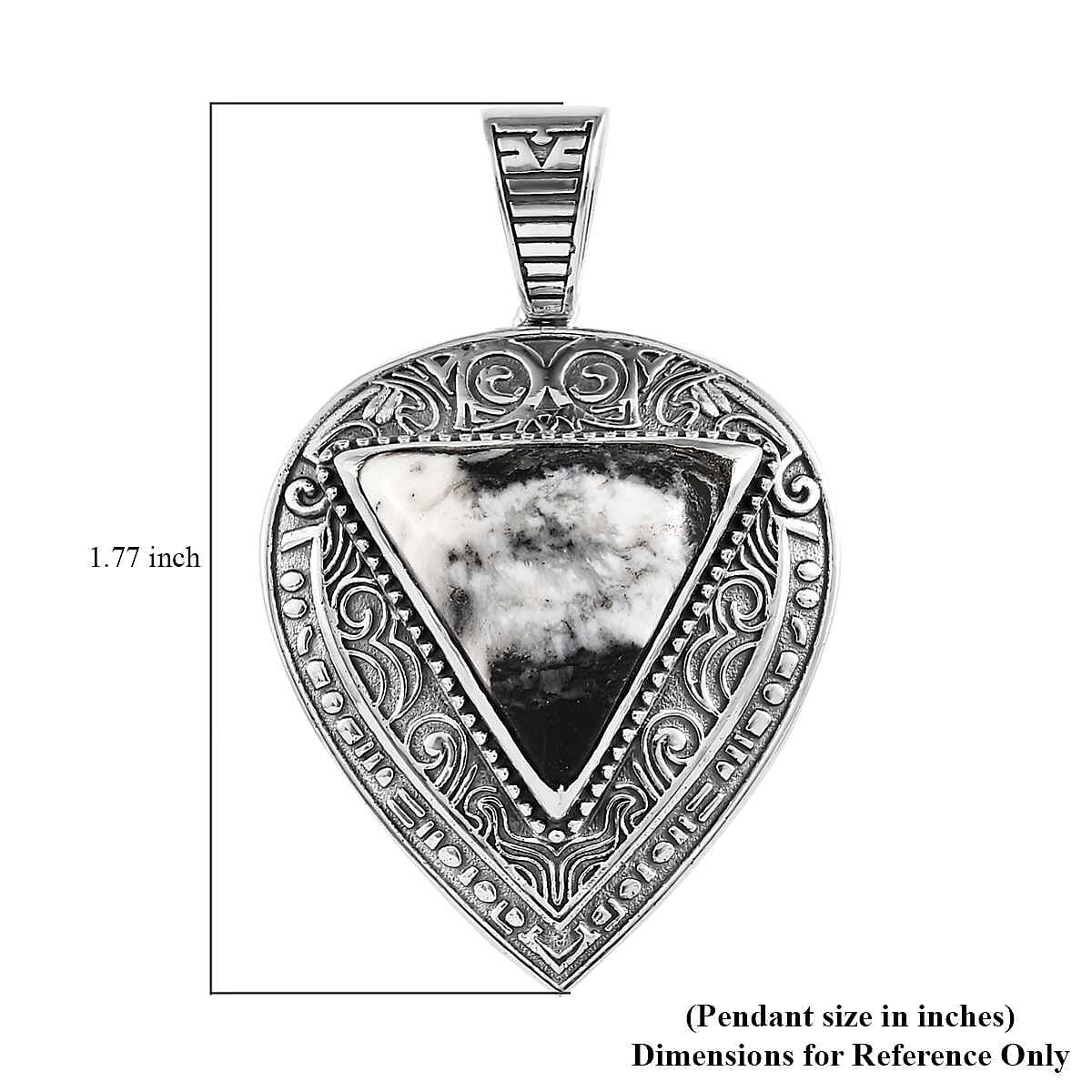 D'Joy Artisan Crafted White Buffalo 10.90 ctw Arrow Pendant without Chain in Sterling Silver