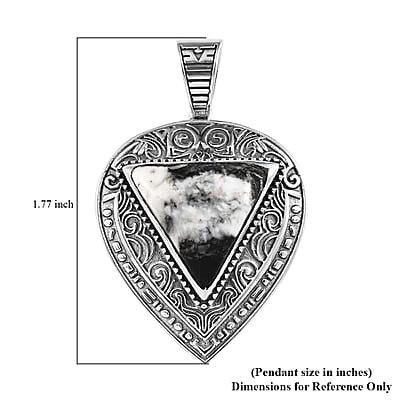D'Joy Artisan Crafted White Buffalo 10.90 ctw Arrow Pendant without Chain in Sterling Silver