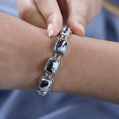 Artisan Crafted White Buffalo Toggle Clasp Bracelet in Sterling Silver (7.25 In) 17.90 ctw