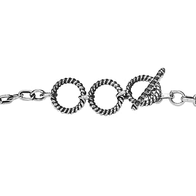 Artisan Crafted White Buffalo Toggle Clasp Bracelet in Sterling Silver (7.25 In) 17.90 ctw