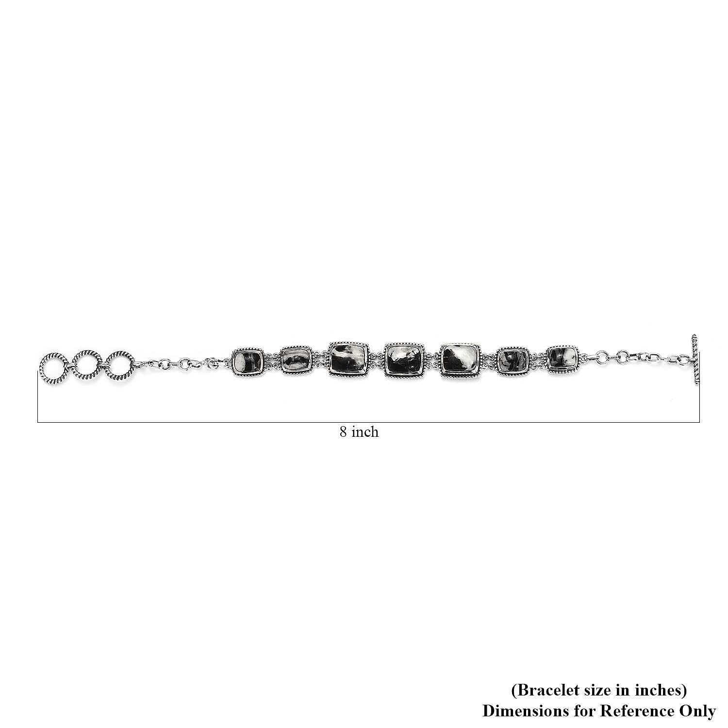 Artisan Crafted White Buffalo Toggle Clasp Bracelet in Sterling Silver (7.25 In) 17.90 ctw