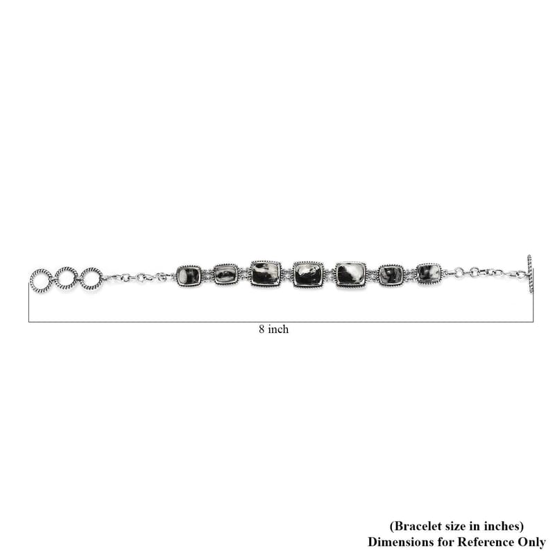 Artisan Crafted White Buffalo Toggle Clasp Bracelet in Sterling Silver (7.25 In) 17.90 ctw