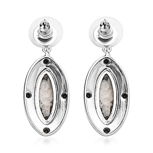 D'Joy Artisan Crafted White Buffalo and Thai Black Spinel Dangle Earrings in Sterling Silver 9.60 ctw