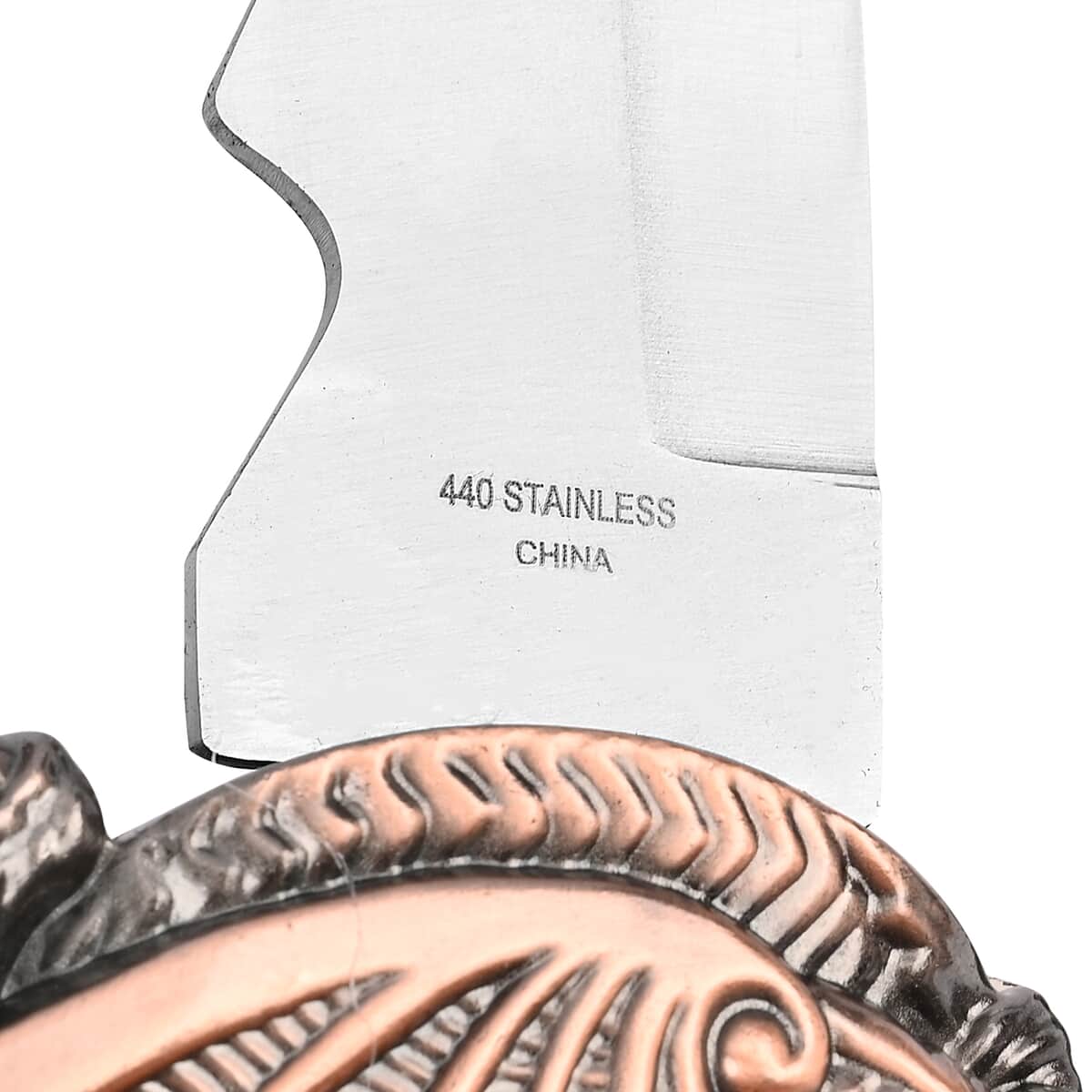 Copper Color Outdoor Hunting Knife Stainless Steel Blade 7.75" and Dragon Handle image number 5