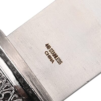 Dark Silver Outdoor Knife with Stainless Steel Blade, Scabbard Handle, Cayote Head Pommel, Survival Steel Blade Knife, Camping Knives for Men women