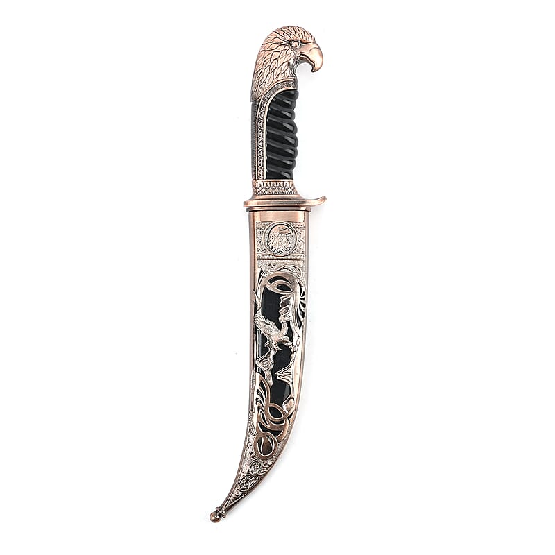 Copper Outdoor Knife Stainless Steel Blade, Scabbard Handle, Eagle Head Pommel, Survival Steel Blade Knife, Camping Knives for Men women