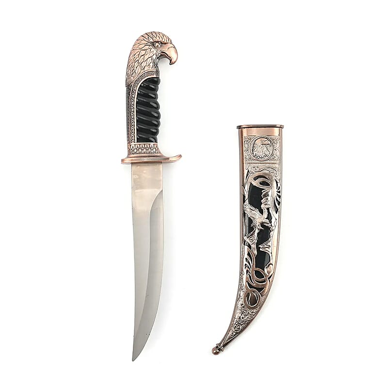 Copper Outdoor Knife Stainless Steel Blade, Scabbard Handle, Eagle Head Pommel, Survival Steel Blade Knife, Camping Knives for Men women