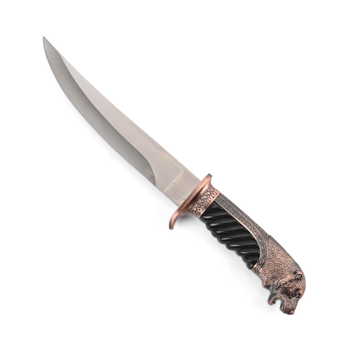 Copper Outdoor Knife Stainless Steel Blade,Scabbard Handle, Bear Head Pommel, Survival Steel Blade Knife, Camping Knives for Men women image number 0