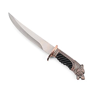 Copper Outdoor Knife with Stainless Steel Blade, Scabbard Handle, Cayote Head Pommel, Survival Steel Blade Knife, Camping Knives for Men women